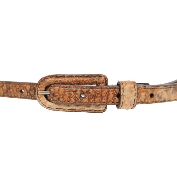 Prada Womens Vintage Python Skinny Belt 85 Brown Tan Exotic Leather Waist Strap - Picture 7 of 10